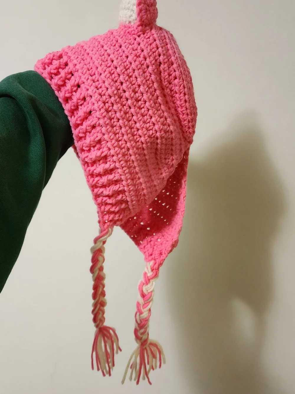 Kids Pink & White Cat Ear Knit Hat